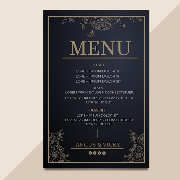 Menu de aniversário de casamento