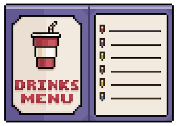 Menu de sorvete de pixel art, ícone vetorial de menu de papel aberto para  jogo de 8 bits em fundo branco