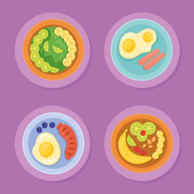 Menu de café da manhã quatro ícones