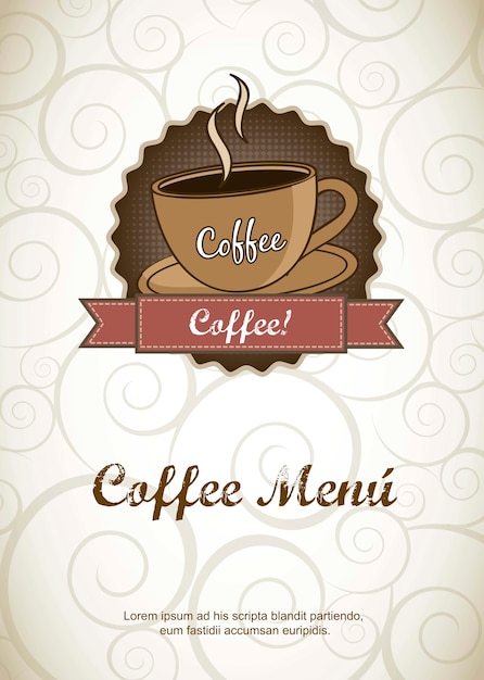 Menu de café sobre ilustração em vetor fundo ornamento