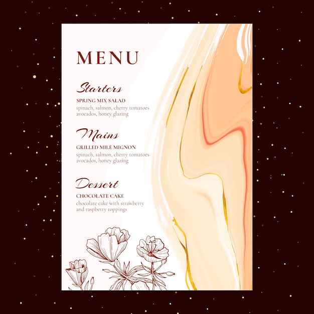 Vetor menu de casamento floral