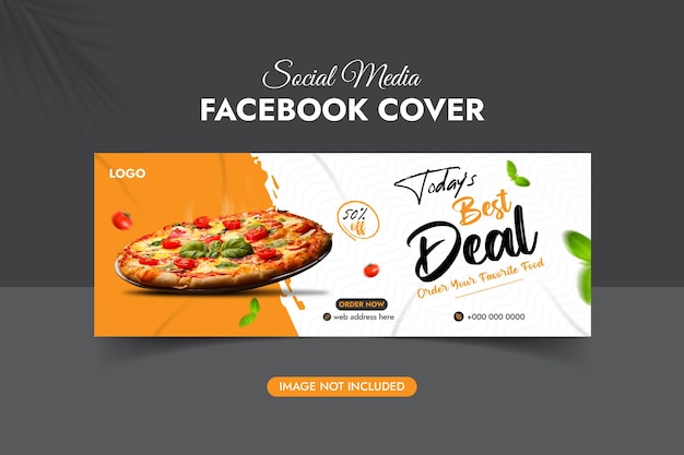 Menu de comida e capa de facebook de pizza deliciosa ou modelo de banner da web