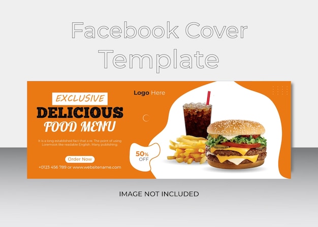 Menu de comida e capa do facebook do restaurante Design ou Modelo de Banner Moderno