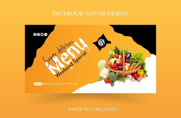 Vetor menu de comida e comida deliciosa modelo de banner de capa do facebook