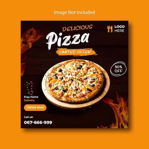 Vetor menu de comida e modelo de banner de pizza deliciosa