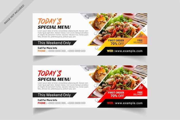 Menu de comida e modelo de capa do Facebook de restaurante