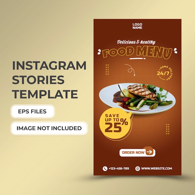 Menu de comida restaurante promoção mídia social histórias premium banner template vector