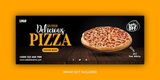 Menu de pizza e comida deliciosa modelo de banner de capa do Facebook