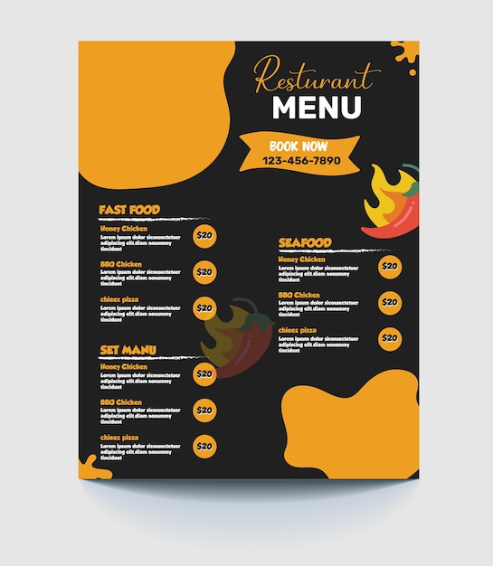 Vetor menu de refeições