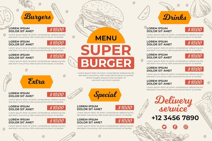 Vetor menu de restaurante digital