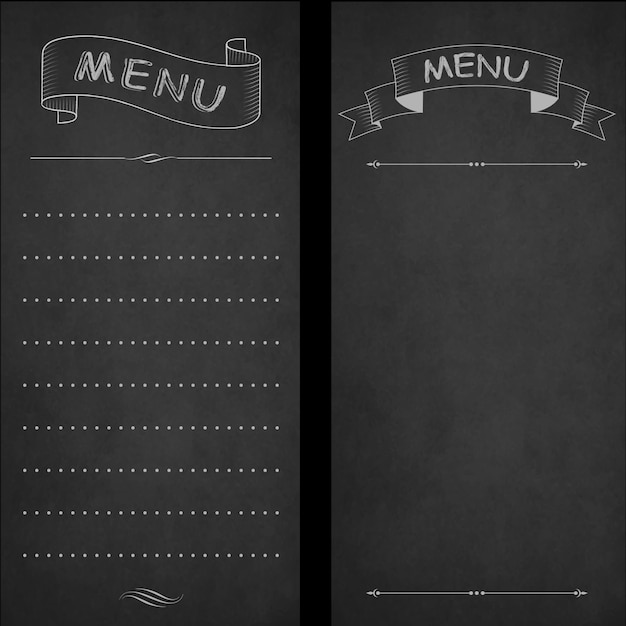 Vetor menu de restaurante, giz na lousa. design vintage, estilo mão desenhada