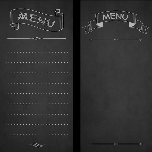 Menu de restaurante, giz na lousa. design vintage, estilo mão desenhada