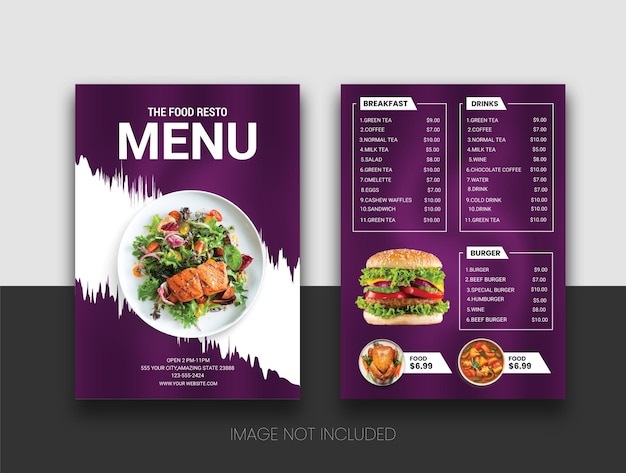 Vetor menu de restaurante moderno para fast food