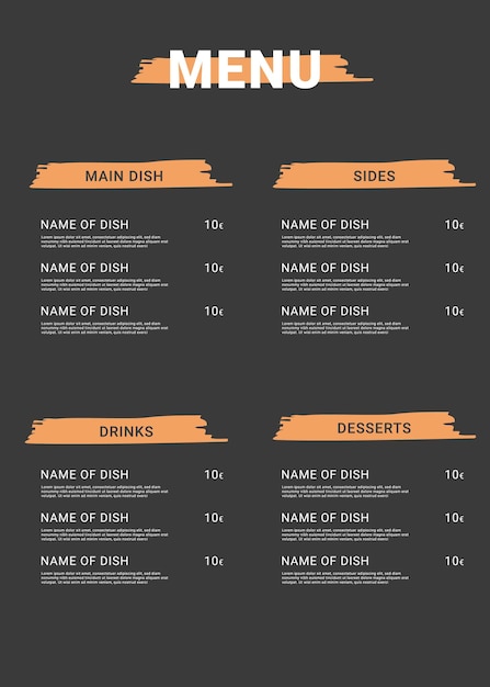 Vetor menu de restaurante para ilustração vetorial de impressão