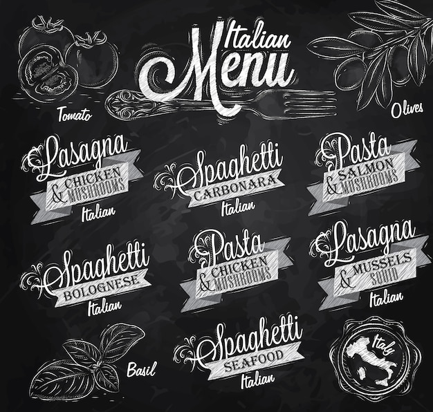 Vetor menu italiano giz