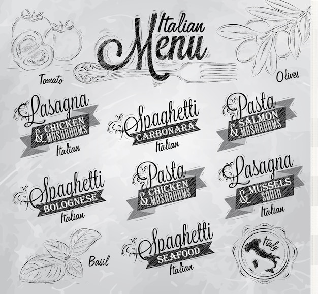 Vetor menu italiano