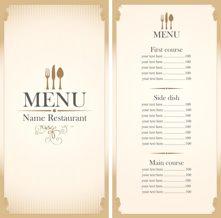 Vetor menu para restaurante com lista de preços em estilo retrô