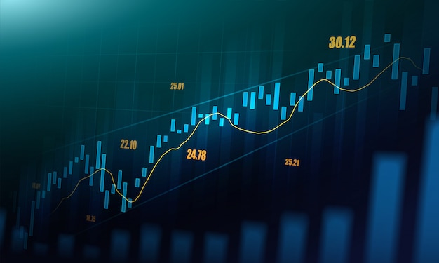 Mercado de ações ou forex trading gráfico no conceito gráfico