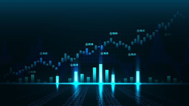 Mercado de ações ou forex trading gráfico no conceito gráfico