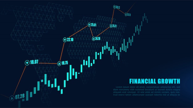 Mercado de ações ou forex trading gráfico no conceito gráfico