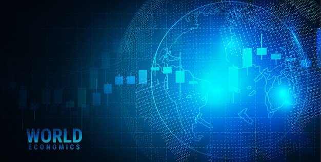 Mercado de ações ou gráfico de negociação forex no conceito gráfico apropriado para investimento financeiro ou ideia de negócio de tendências econômicas e todo o trabalho de arte projetam.