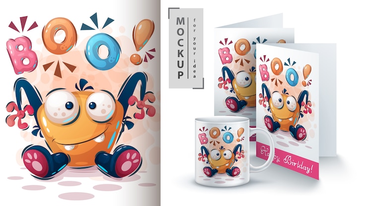 Vetor merchandising de personagem de monstro