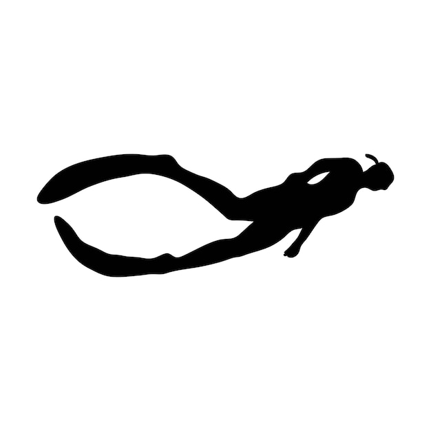 Mergulhador de silhueta negra de ilustração vetorial. o conceito de mergulho desportivo.
