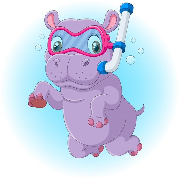 Mergulho de hipopótamo fofo