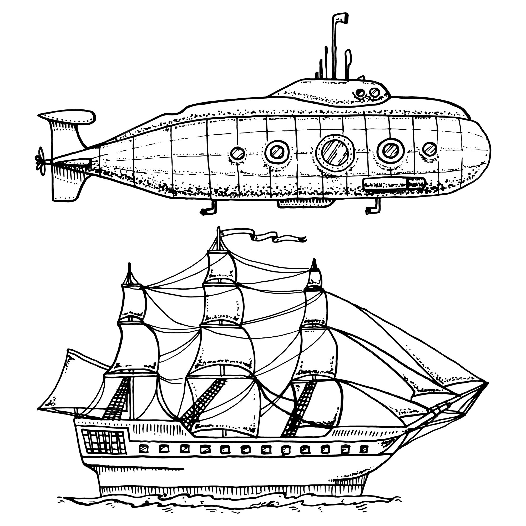 Submarino rosa com periscópio. batiscafo de navio subaquático