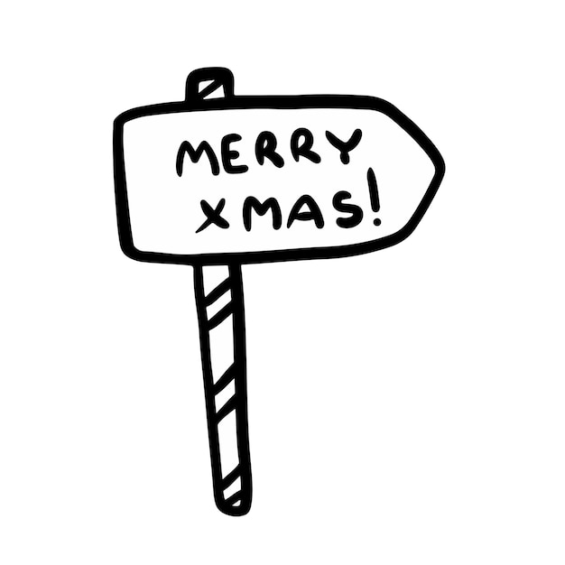 Merry xmas assinar doodle clip-art. ilustração em vetor ano novo isolada no branco.