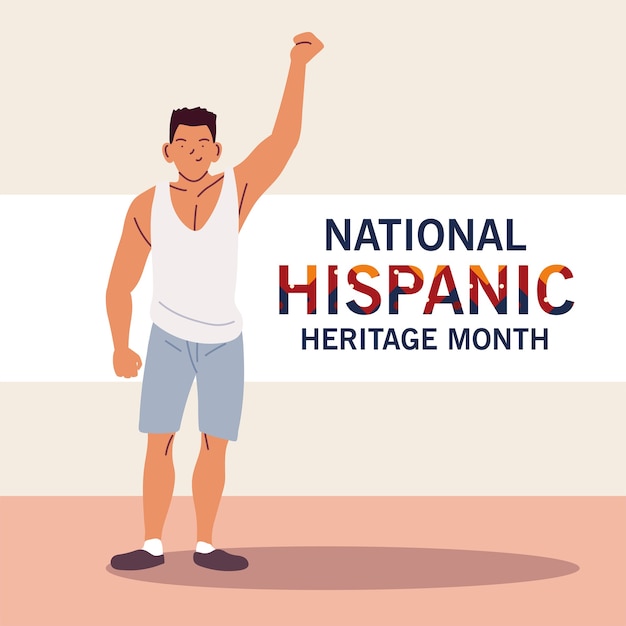 Mês da herança hispânica nacional com ilustrações temáticas de desenhos animados latinos, cultura e diversidade