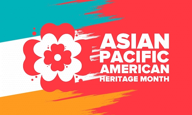 Vetor mês da patrimônio asiático-americano do pacífico os asiáticos americanos e os ilhéus do pacífico nos eua arte vetorial