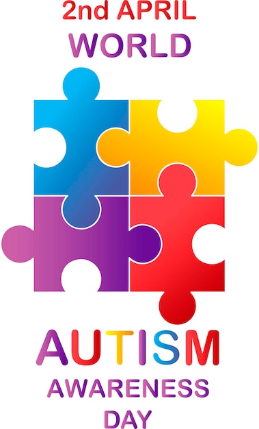 Mês de conscientização do autismo. puzzle multicolorido em forma de coração. conceito de saúde. ilustração vetorial em fundo branco