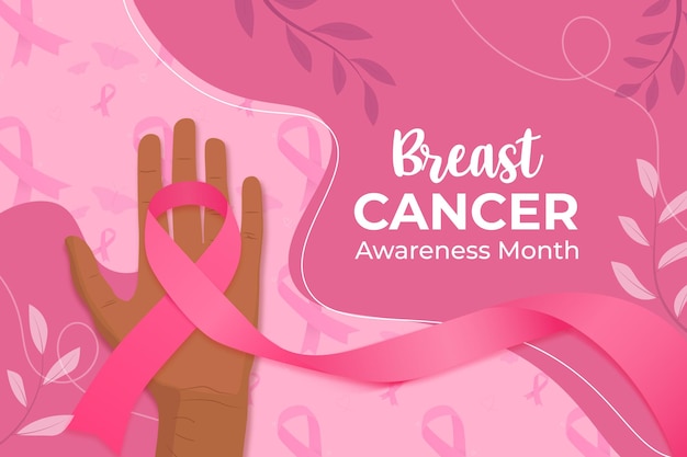 Mês de conscientização do câncer de mama com design de mão