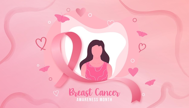 Vetor mês de conscientização do câncer de mama com mulheres de retrato