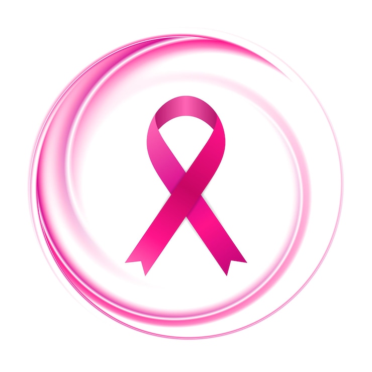 Vetor mês de conscientização sobre o câncer de mama fonte de círculo liso rosa e fita adesiva