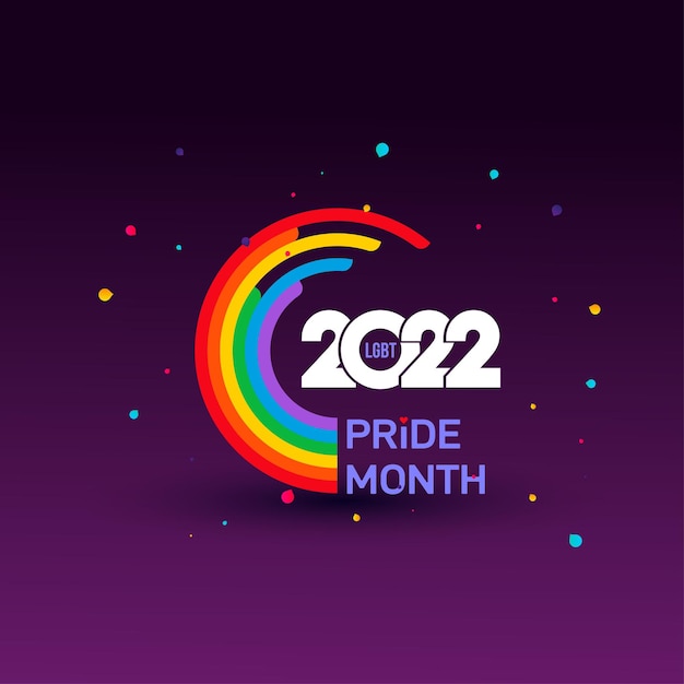 Mês do Orgulho LGBT 2022 Logotipo abstrato da linha do dia do orgulho Símbolo relacionado LGBTQ nas cores do arco-íris Direitos humanos e tolerância Orgulho gay Mês do orgulho da comunidade do arco-íris Amor liberdade apoio paz plana