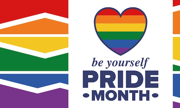 Vetor mês do orgulho lgbt em junho lésbicas gay bissexuais transgêneros bandeira lgbt arco-íris amor pôster vetorial
