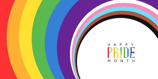 Mês do Orgulho LGBTQIA fundo arco-íris e caligrafia de texto para cartão de convite de cartaz