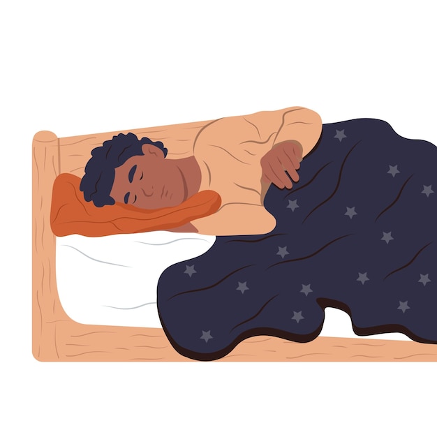 Mês Nacional da Cama Uma pessoa deitada sob um cobertor dorme e sonha na cama
