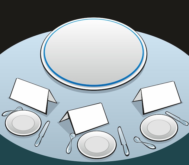 Vetor mesa com pratos. ilustração em vetor plana para web.