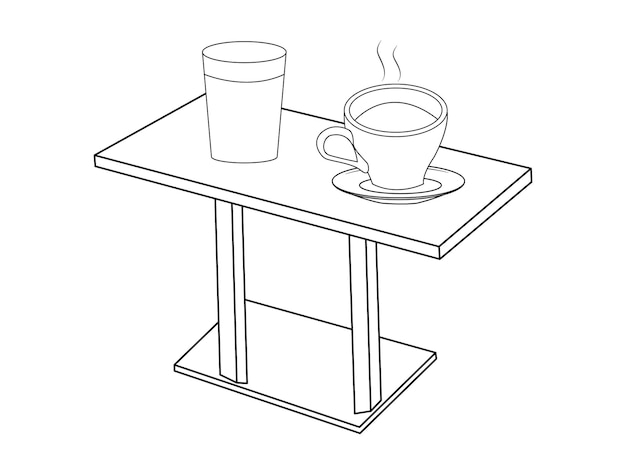 Mesa de chá com amplo de café com vidro e mesa de madeira xícara de chá quente