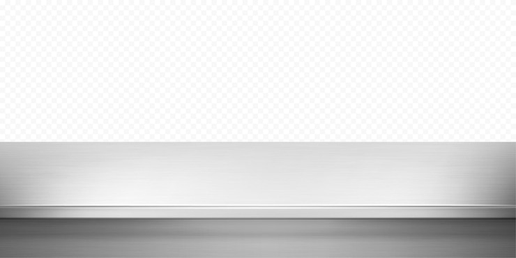 Vetor mesa de cozinha de metal isolada em fundo transparente mesa de aço ou bancada ilustração vetorial realista