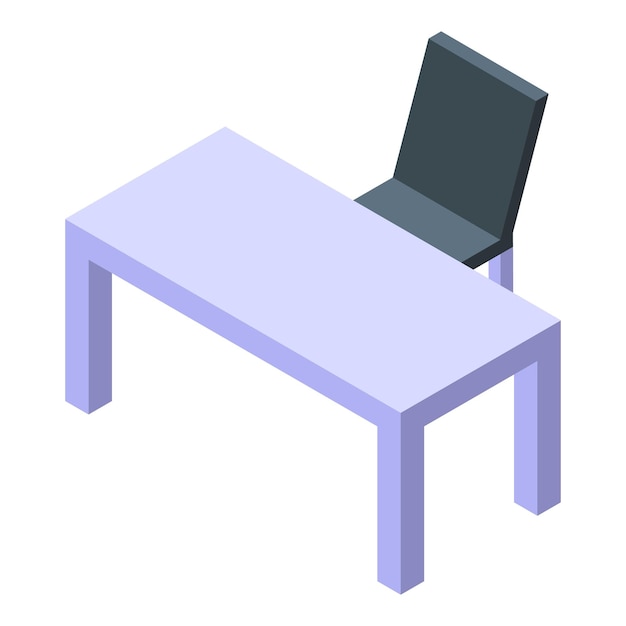 Mesa de escritório com cadeira móveis modernos vista isométrica