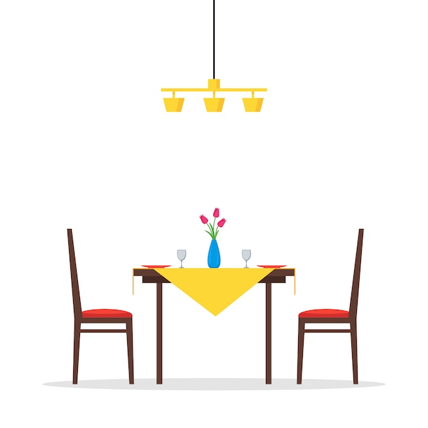 Mesa de jantar e cadeiras planas
