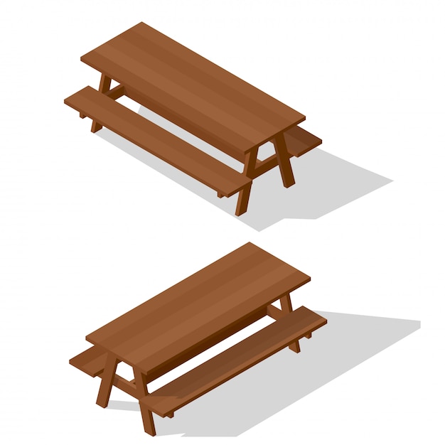 Mesa de madeira com bancos