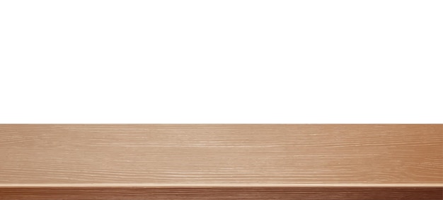 Mesa de madeira isolada em ilustração realista vetorial branca