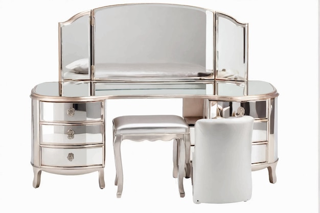 mesa de maquiagem com cadeira modelos de renderização 3D