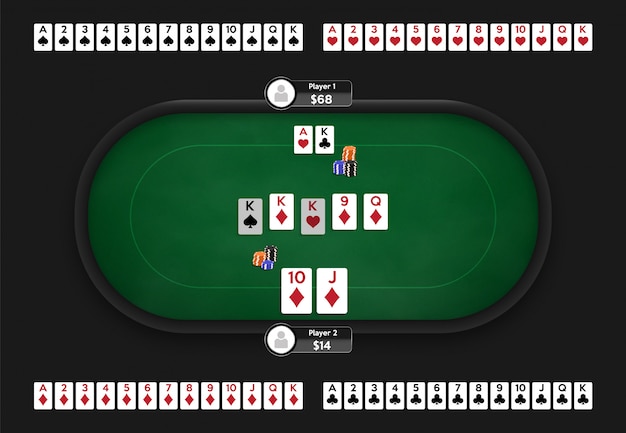 Mesa de pôquer. sala de poker online. baralho completo de cartas