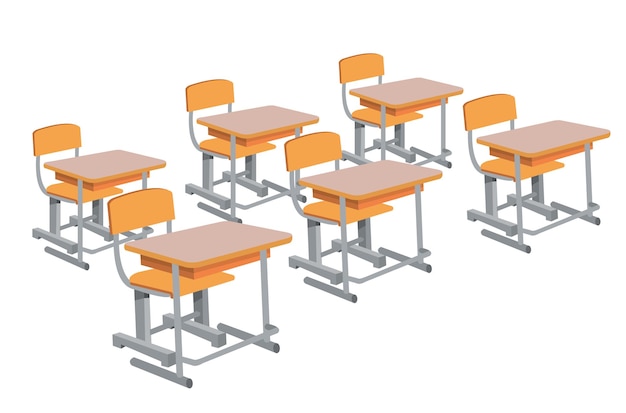Vetor mesa de quadro-negro de conceito educacional interior de sala de aula de escola